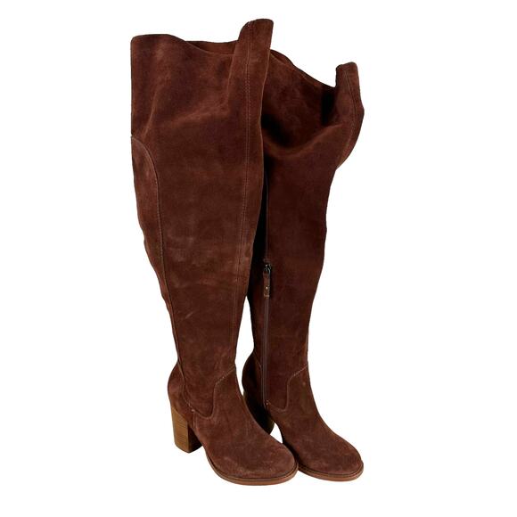 Kelsi Dagger NWOB Logan Coffee Over the Knee Boot Size 7 Wide Calf Suede Leather - Picture 2 of 10